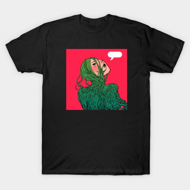 Green hair T-Shirt by Tungningcheung